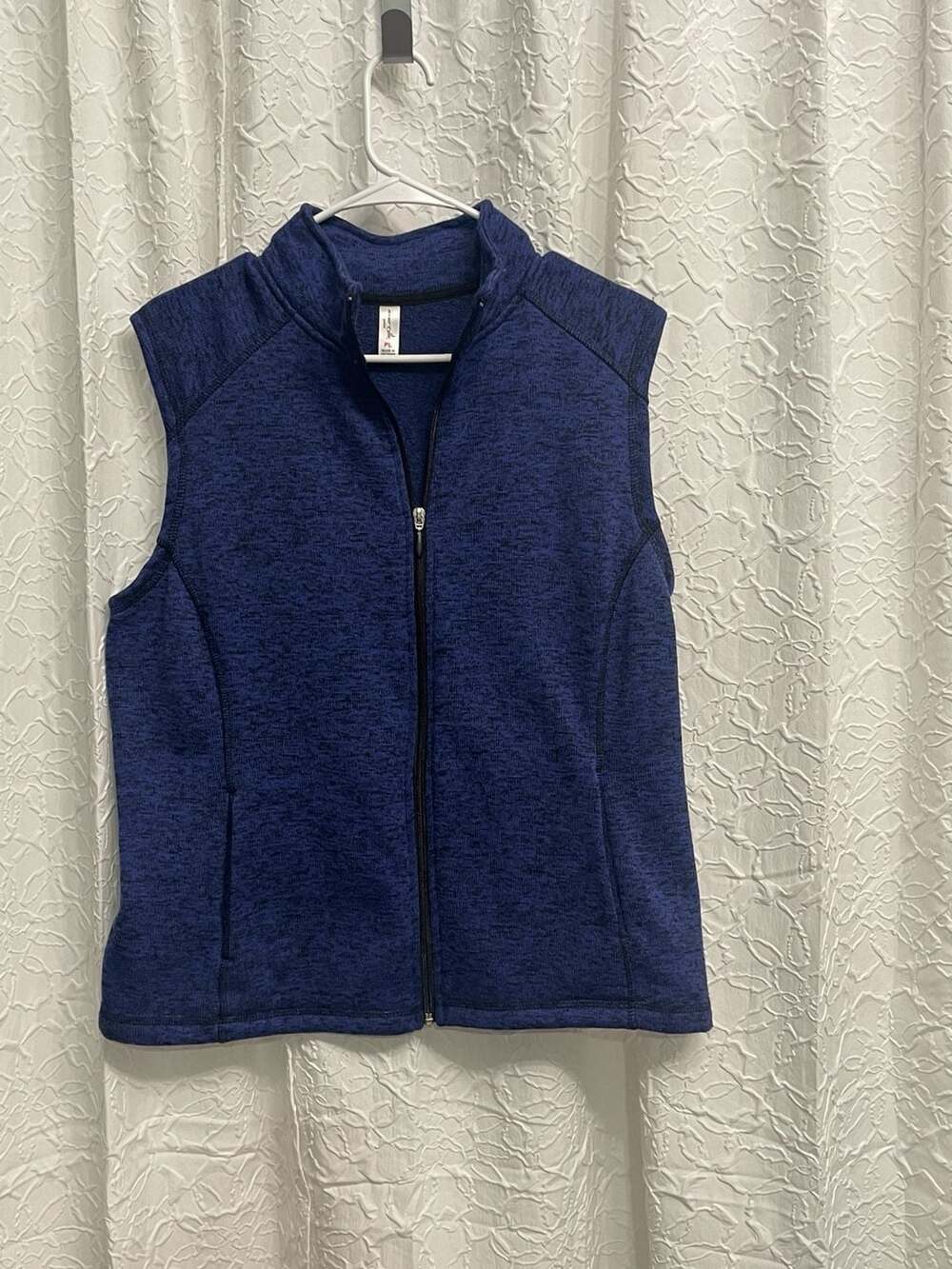 Exertek Fleece Vest Size PL Blue Full Zip Petite